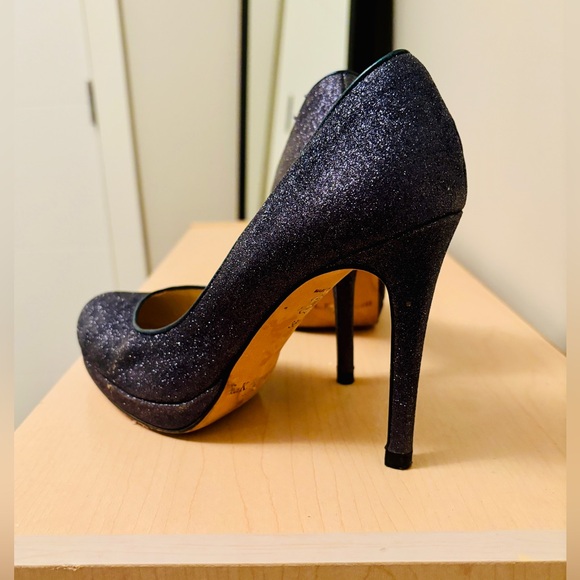 LK Bennett navy round toe platform stardust sparkle pumps, size 8.5 - Picture 3 of 4